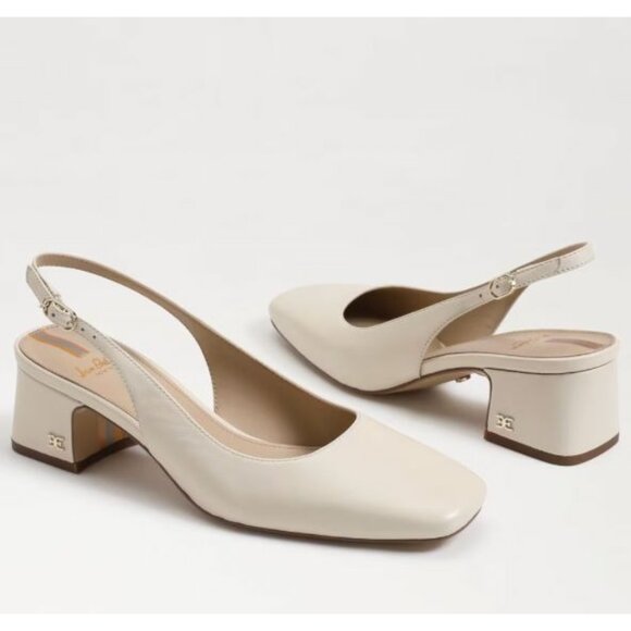 NIB Sam Edelman Terra Slingback Block Heel Ivory Leather Size US 5 $140 [jb] - Picture 3 of 16